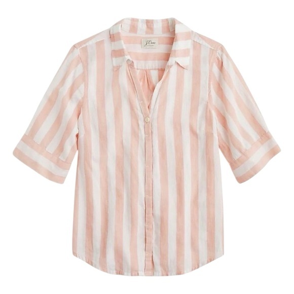 J. Crew Tops - J.Crew Striped Cotton Boxy Button-Down Shirt Pink White MP